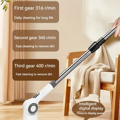 7 In 1 Electric Spin Scrubber Rechargeable Waterproof Floor Clean Bush with 23.6 Inch Adjustable Handle(White) - Sponges, Cloths & Brushes by PMC Jewellery | Online Shopping South Africa | PMC Jewellery | Buy Now Pay Later Mobicred