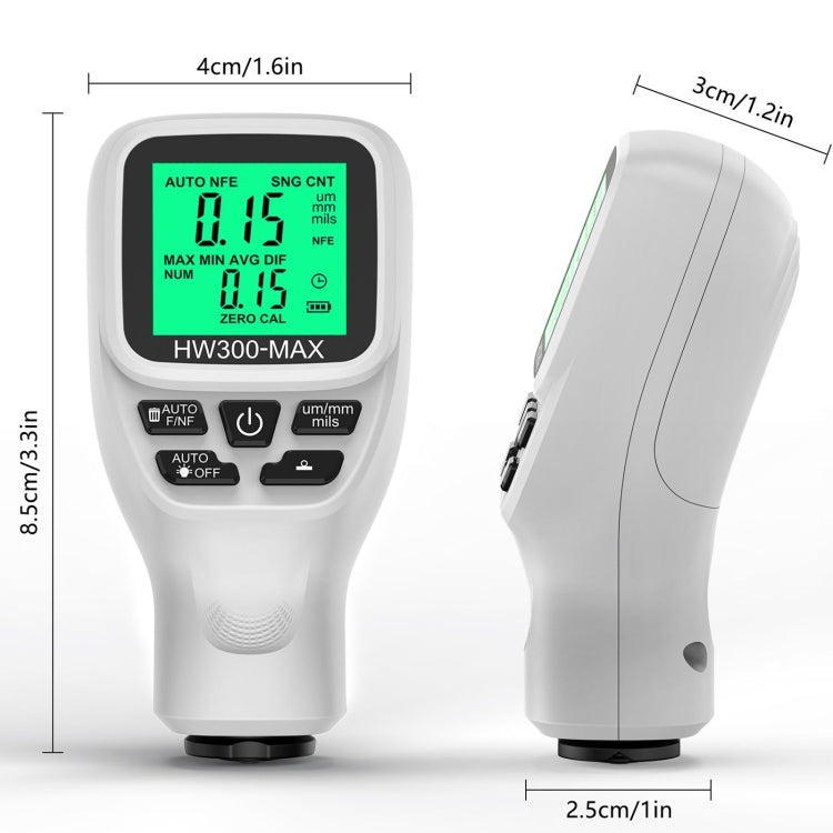 HW300-MAX Coating Thickness Gauge Anti-skid Paint Film Tester(Black) - Coating Thickness Gauge by PMC Jewellery | Online Shopping South Africa | PMC Jewellery | Buy Now Pay Later Mobicred
