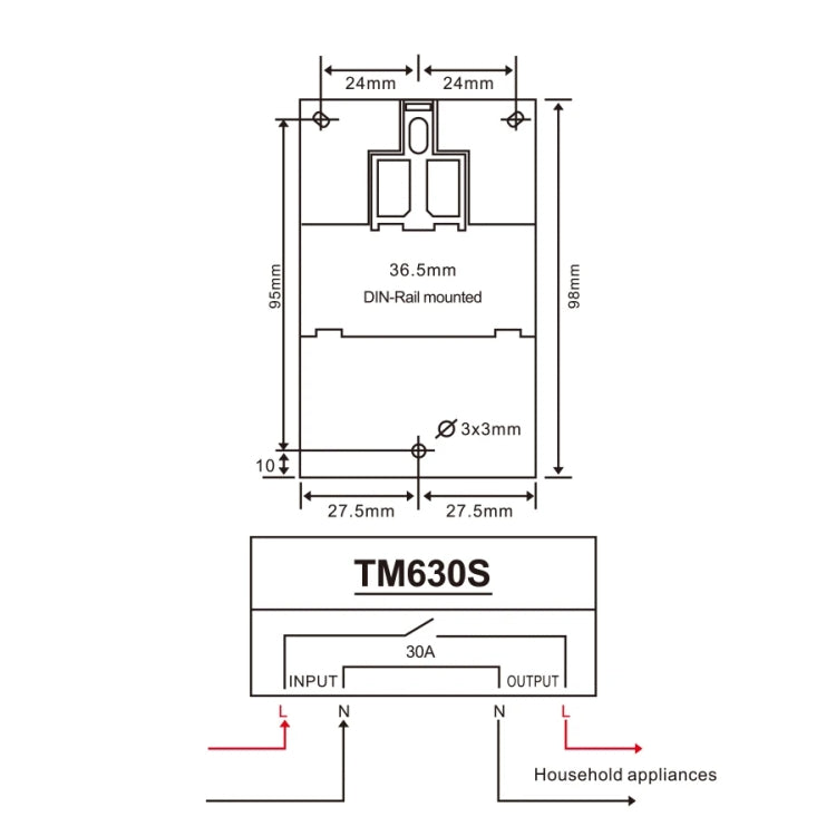 SINOTIMER TM630S-1 110V 30A Timer Switch 1 Second Interval Weekly Programmable Time Relay - Switch by SINOTIMER | Online Shopping South Africa | PMC TechLife | Buy Now Pay Later Mobicred