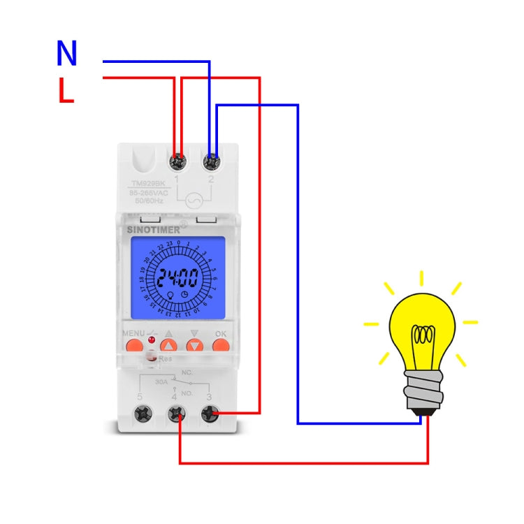 SINOTIMER  TM929BKL 85-265V 30A 24hrs Digital Analogue Din Module Time Switch With Backlight - Switch by SINOTIMER | Online Shopping South Africa | PMC Jewellery | Buy Now Pay Later Mobicred