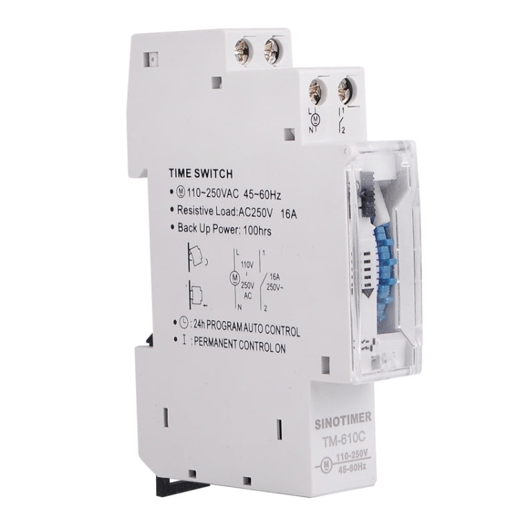 SINOTIMER  TM610C 110-250V 16A Quartz Mechanical Timer 24 Hours Programmable Din Rail Relay - Switch by SINOTIMER | Online Shopping South Africa | PMC Jewellery | Buy Now Pay Later Mobicred