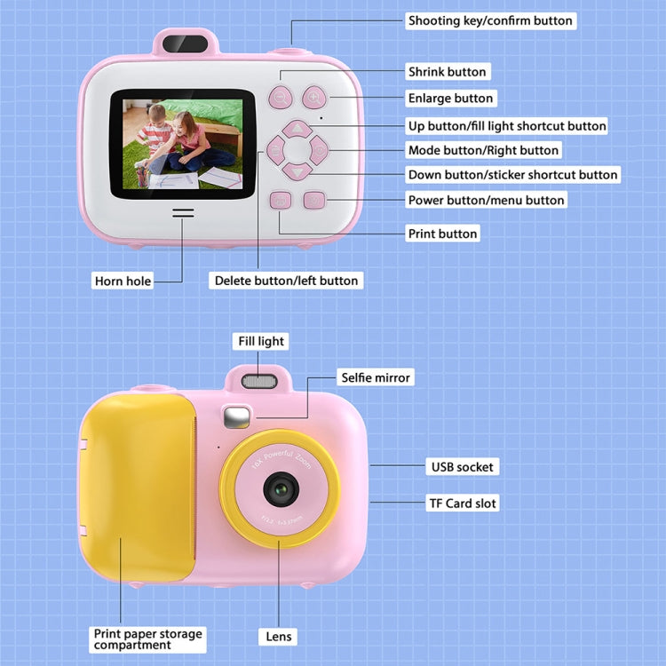 2.4-Inch Smart Digital Kids Thermal Printing Camera With Printing Paper, Color: 503AF Pink Focus - Children Cameras by PMC Jewellery | Online Shopping South Africa | PMC Jewellery | Buy Now Pay Later Mobicred