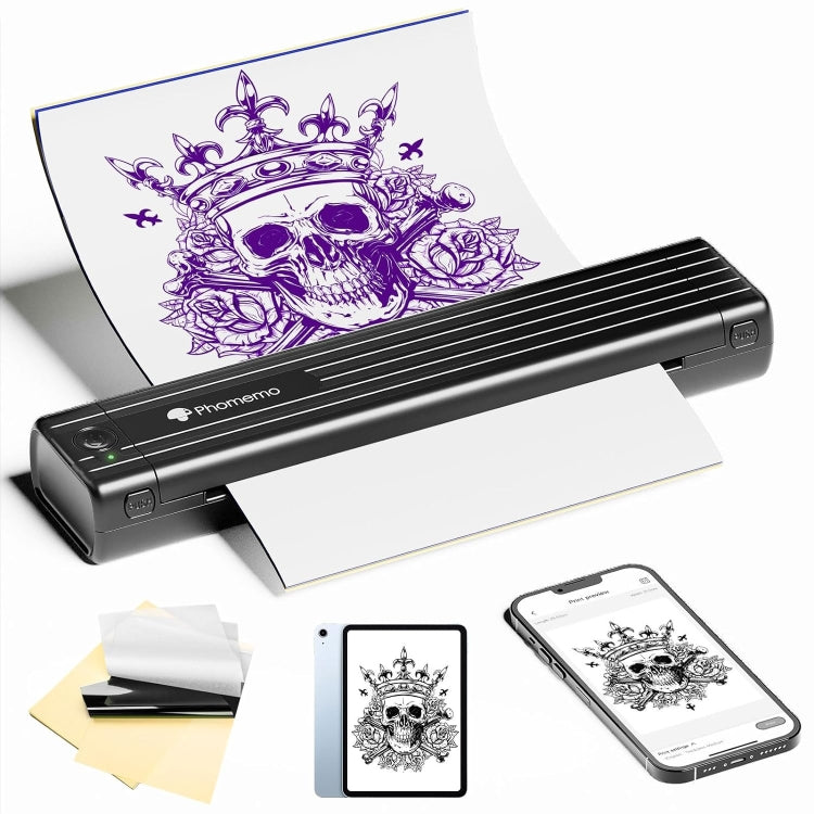 Phomemo TP83-BK Wireless Tattoo Stencil Printer With 10pcs Transfer Paper(Black) - Printer by Phomemo | Online Shopping South Africa | PMC Jewellery | Buy Now Pay Later Mobicred