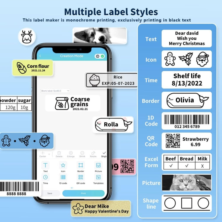 Phomemo D30 Thermal Label Printer Portable Bluetooth Mini Label Maker Machine With 1 Roll Paper White - Printer by Phomemo | Online Shopping South Africa | PMC Jewellery | Buy Now Pay Later Mobicred