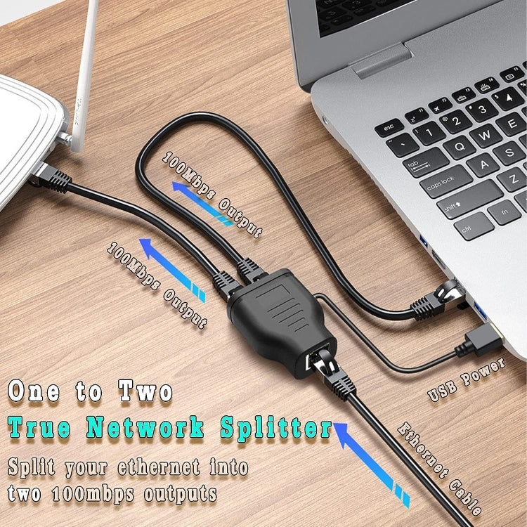 Network 1 In 2 Sharer RJ45 1 To 2 Network Splitter - Network Hubs by PMC Jewellery | Online Shopping South Africa | PMC Jewellery | Buy Now Pay Later Mobicred