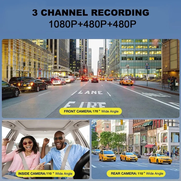 3 Lens HD 1080P Infrared Night Vision WIFI Mobile Phone Playback Driving Recorder - Car DVRs by PMC TechLife | Online Shopping South Africa | PMC TechLife | Buy Now Pay Later Mobicred