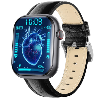 F70  2.1 Inch Screen Smart Watch With Blood Sugar/Blood Oxygen Monitoring /SOS Alarm/100+ Sports Modes, Color: Black Leather - Smart Watches by PMC Jewellery | Online Shopping South Africa | PMC Jewellery | Buy Now Pay Later Mobicred