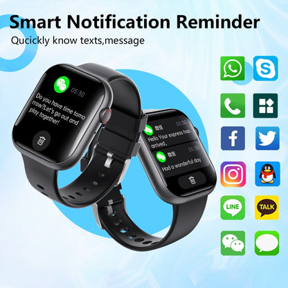 F70  2.1 Inch Screen Smart Watch With Blood Sugar/Blood Oxygen Monitoring /SOS Alarm/100+ Sports Modes, Color: Black Silicone - Smart Watches by PMC Jewellery | Online Shopping South Africa | PMC Jewellery | Buy Now Pay Later Mobicred