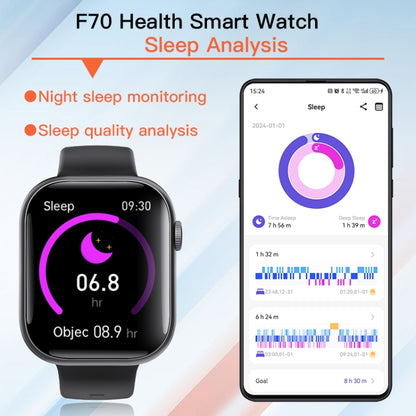 F70  2.1 Inch Screen Smart Watch With Blood Sugar/Blood Oxygen Monitoring /SOS Alarm/100+ Sports Modes, Color: Black Milan - Smart Watches by PMC Jewellery | Online Shopping South Africa | PMC Jewellery | Buy Now Pay Later Mobicred