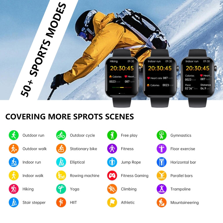 F300  2.1-Inch Screen Smart Watch Supports Bluetooth Calls/ECG/Blood Composition Analysis/50+ Sports Modes, Color: Black Silicone - Smart Watches by PMC Jewellery | Online Shopping South Africa | PMC Jewellery | Buy Now Pay Later Mobicred