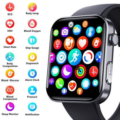 F300  2.1-Inch Screen Smart Watch Supports Bluetooth Calls/ECG/Blood Composition Analysis/50+ Sports Modes, Color: Black Milan - Smart Watches by PMC Jewellery | Online Shopping South Africa | PMC Jewellery | Buy Now Pay Later Mobicred