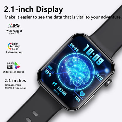 F300  2.1-Inch Screen Smart Watch Supports Bluetooth Calls/ECG/Blood Composition Analysis/50+ Sports Modes, Color: Black Milan - Smart Watches by PMC Jewellery | Online Shopping South Africa | PMC Jewellery | Buy Now Pay Later Mobicred