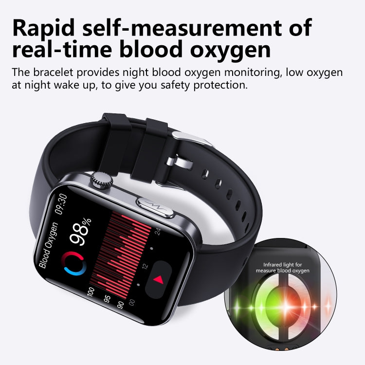 F300  2.1-Inch Screen Smart Watch Supports Bluetooth Calls/ECG/Blood Composition Analysis/50+ Sports Modes, Color: Black Silicone - Smart Watches by PMC Jewellery | Online Shopping South Africa | PMC Jewellery | Buy Now Pay Later Mobicred