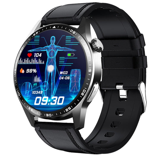 F400  1.55 Inch Screen Smart Watch Support ECG/ Blood Oxygen / Blood Sugar / 150+ Sports Mode, Color: Black Leather - Smart Watches by PMC Jewellery | Online Shopping South Africa | PMC Jewellery | Buy Now Pay Later Mobicred