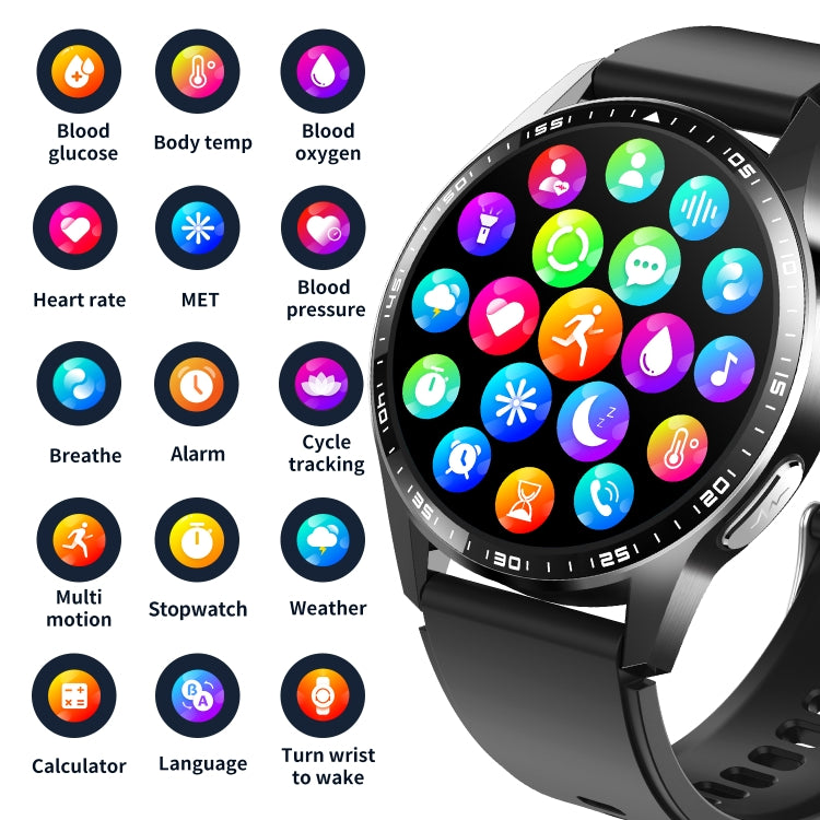 F400  1.55 Inch Screen Smart Watch Support ECG/ Blood Oxygen / Blood Sugar / 150+ Sports Mode, Color: Black Silicone - Smart Watches by PMC Jewellery | Online Shopping South Africa | PMC Jewellery | Buy Now Pay Later Mobicred