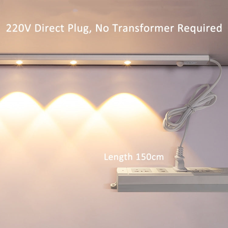 220V CN Plug Motion Sensor Wardrobe Cabinet Lamp LED Light Bar, Spec: White 80cm - Sensor LED Lights by PMC Jewellery | Online Shopping South Africa | PMC Jewellery | Buy Now Pay Later Mobicred