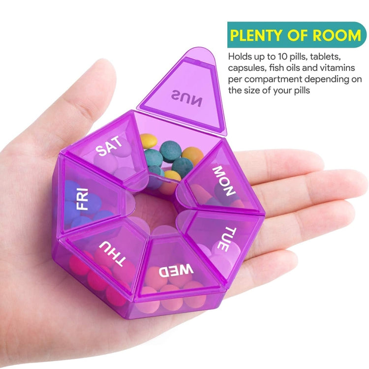 2pcs Portable Transparent Moisture-Proof Weekly 7-grids Pill Storage Box(Rose Pink) - free shipping - PMC TechLife - Order now!