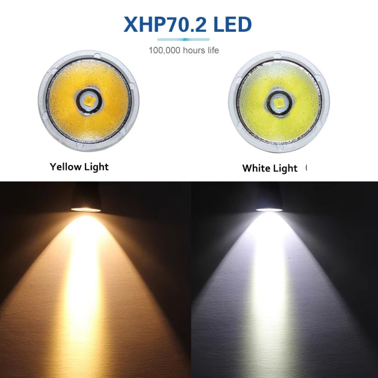 XHP70.2  Diving Flashlight 3000 Lumens IPX8 Waterproof Underwater 80m Without Battery Yellow Light - Diving Flashlight by PMC Jewellery | Online Shopping South Africa | PMC Jewellery | Buy Now Pay Later Mobicred