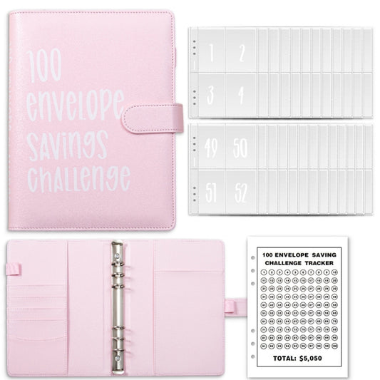 A5 100 Day Savings Challenge Envelope Budget Planner Binder Notebook Handbook, Color: Words Pink - Notebooks by PMC Jewellery | Online Shopping South Africa | PMC Jewellery | Buy Now Pay Later Mobicred