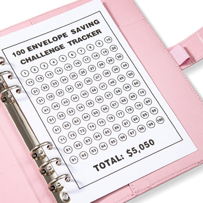 A5 100 Day Savings Challenge Envelope Budget Planner Binder Notebook Handbook, Color: Words Pink - Notebooks by PMC Jewellery | Online Shopping South Africa | PMC Jewellery | Buy Now Pay Later Mobicred