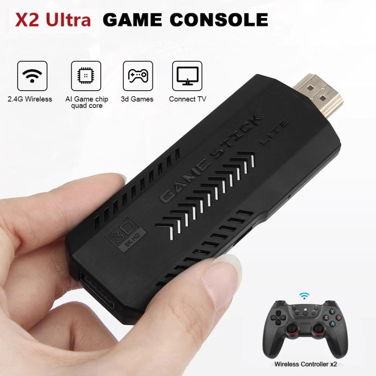 X2 Ultra Video Game Stick Console With 2.4G Double Wireless Controller 128GB - Pocket Console by PMC Jewellery | Online Shopping South Africa | PMC Jewellery | Buy Now Pay Later Mobicred