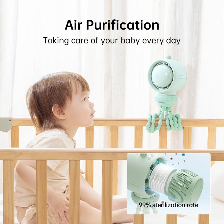 JisuLife Stroller Fan Life2S High Speed Energy Saving Stroller Mini Fan Octopus Bladeless Swingable Head Air Purifying Fan(Mint Green) - Electric Fans by JisuLife | Online Shopping South Africa | PMC Jewellery | Buy Now Pay Later Mobicred