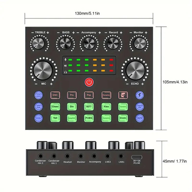 V8S Audio Mixer Live Voice Changer External Sound Card, Color: Gold Cantilever Set - Live Sound Effects Processors by PMC Jewellery | Online Shopping South Africa | PMC Jewellery | Buy Now Pay Later Mobicred