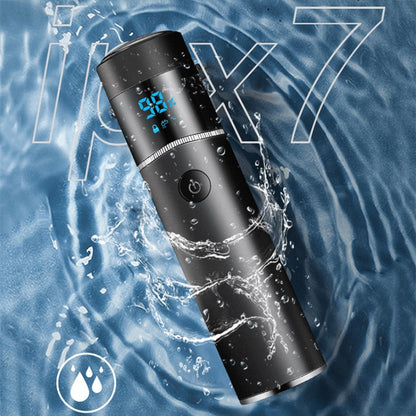 S-1090 IPX7 Waterproof 8D Portable LED Digital Display Round Electric Shaver(Silver) - Electric Shavers by PMC Jewellery | Online Shopping South Africa | PMC Jewellery | Buy Now Pay Later Mobicred