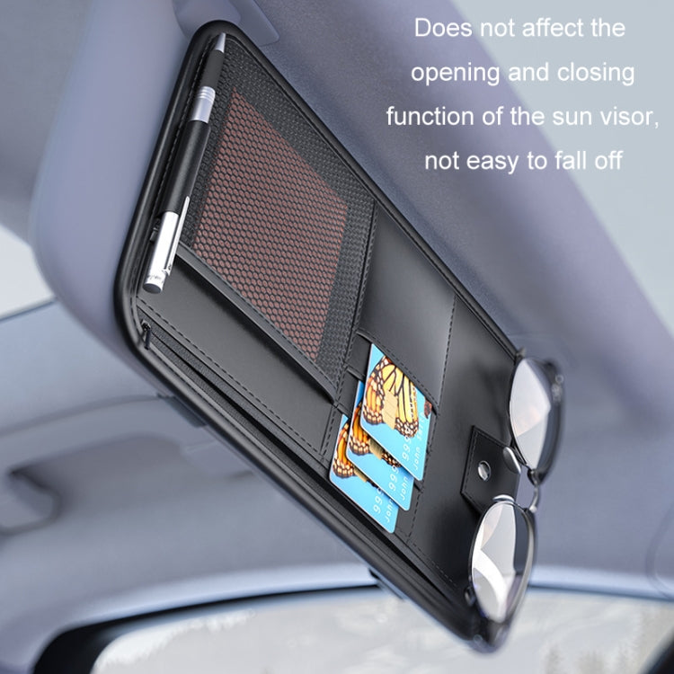 Car Sun Visor Card Glasses Holder Zipper Storage Bag(Black) - Sunglasses & Glasses Clips by PMC Jewellery | Online Shopping South Africa | PMC Jewellery | Buy Now Pay Later Mobicred
