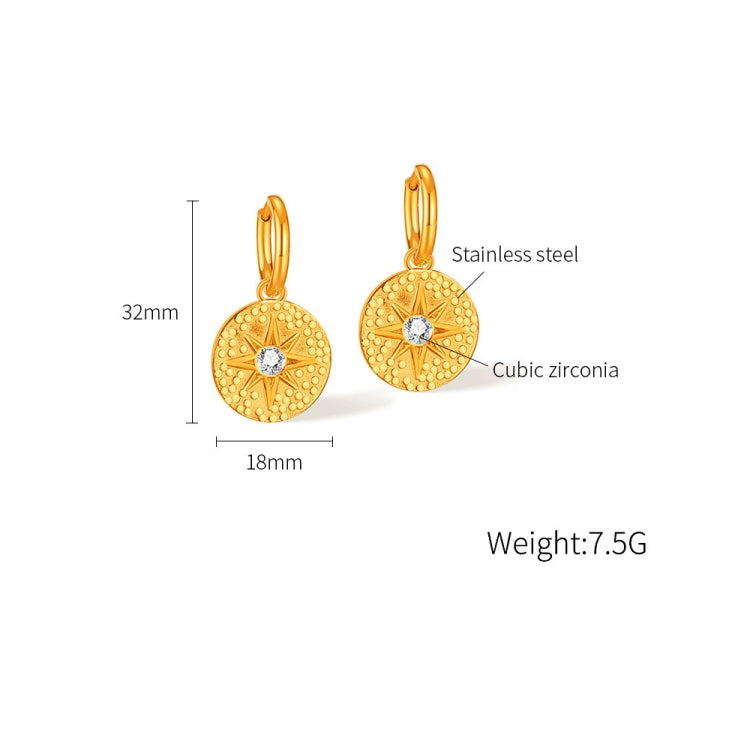 OPK GE917 1pair Simple Stainless Steel Round Plaque Earrings Vintage Temperament Earrings - Stud Earrings & Earrings by OPK | Online Shopping South Africa | PMC Jewellery | Buy Now Pay Later Mobicred