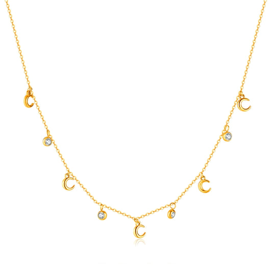 OPK GX2408 Simple Stainless Steel Moon Pendant With Zirconia Collarbone Chain - Necklaces & Pendants by OPK | Online Shopping South Africa | PMC Jewellery | Buy Now Pay Later Mobicred