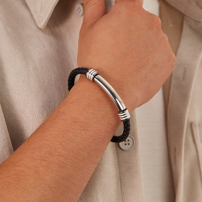 OPK PH1586 Simple Men Leather Bracelet Stainless Steel Magnetic Insert Buckle Bracelet, Color: Steel Color - Bracelets by OPK | Online Shopping South Africa | PMC Jewellery | Buy Now Pay Later Mobicred