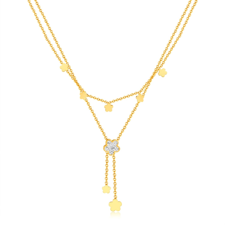 OPK GX2435 Vintage Simple Double Layers Stacked Tassel Flower Pendant Stainless Steel Necklace - Necklaces & Pendants by OPK | Online Shopping South Africa | PMC Jewellery | Buy Now Pay Later Mobicred