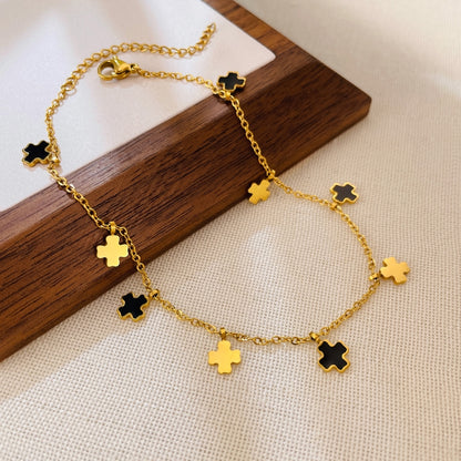 OPK GZ197 Simple Geometric Cross Stainless Steel Anklets(Gold) - Anklets by OPK | Online Shopping South Africa | PMC Jewellery | Buy Now Pay Later Mobicred