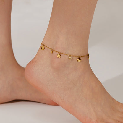 OPK GZ196 Stainless Steel Skeleton Flower Anklet(Gold) - Anklets by OPK | Online Shopping South Africa | PMC Jewellery | Buy Now Pay Later Mobicred