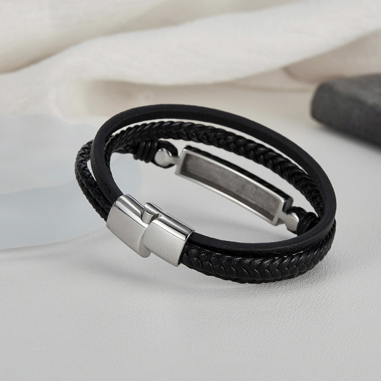 OPK PH1591 Simple Stainless Steel Glossy Multi-Layer Braided Leather Bracelet - Bracelets by OPK | Online Shopping South Africa | PMC Jewellery | Buy Now Pay Later Mobicred