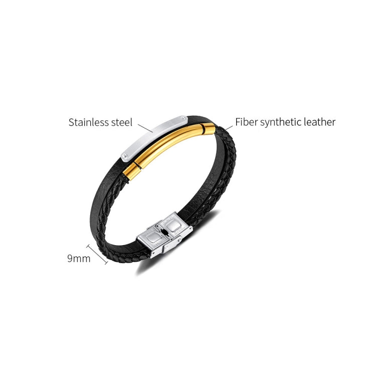 OPK PH1596 Stainless Steel Minimalist Glossy Double Leather Woven Bracelet - Bracelets by OPK | Online Shopping South Africa | PMC Jewellery | Buy Now Pay Later Mobicred