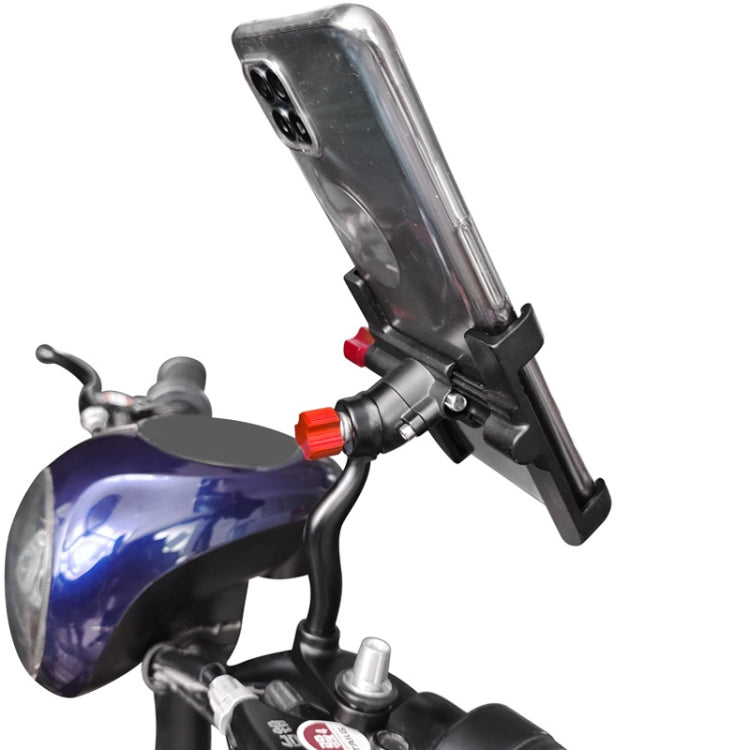 PROMEND Aluminum Alloy Cell Phone Holder Adjustable Angle Rotating Motorcycle Navigation Support, Style: SJJ-299E Rearview Mirror Silver - free shipping - PMC Jewellery - Order now!