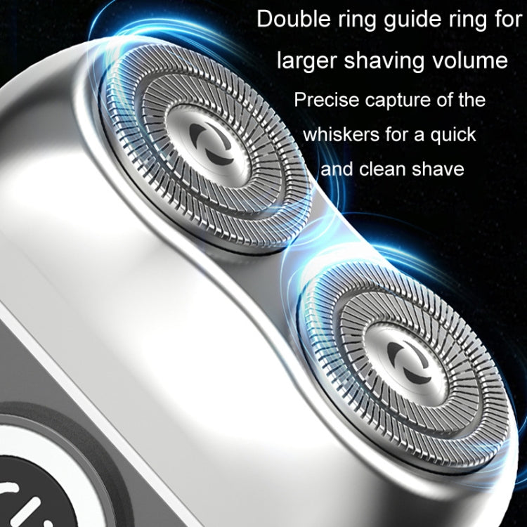 Double Ring Magnetic Electric Shaver Travel Portable Rechargeable Full Body Washable Men Razor(Silver) - Electric Shavers by PMC Jewellery | Online Shopping South Africa | PMC Jewellery | Buy Now Pay Later Mobicred