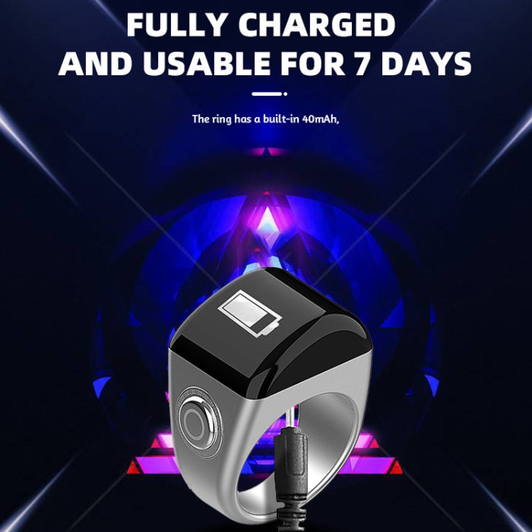 Equantu Smart Bluetooth Finger Counter Muslim Prayer Time Reminder Ring, Style: Black 18mm - free shipping - PMC TechLife - Order now!