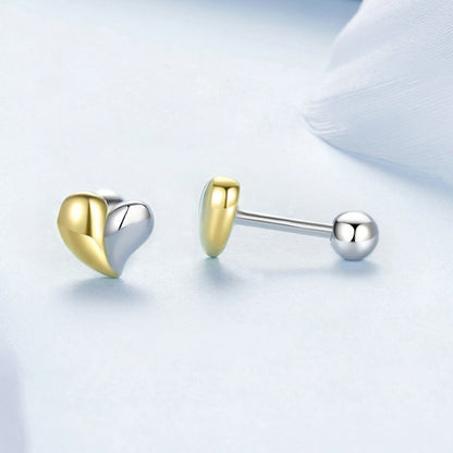 S925 Sterling Silver Heart Earrings Platinum-plated Earrings(BSE1089) - Stud Earrings & Earrings by PMC Jewellery | Online Shopping South Africa | PMC Jewellery | Buy Now Pay Later Mobicred