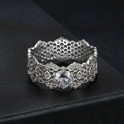 MSR061 S925 Sterling Silver Lace Hollow Moissanite Ring(6) - Rings by PMC Jewellery | Online Shopping South Africa | PMC Jewellery | Buy Now Pay Later Mobicred