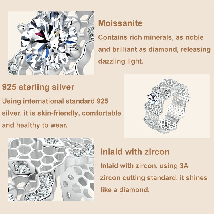 MSR061 S925 Sterling Silver Lace Hollow Moissanite Ring(8) - Rings by PMC Jewellery | Online Shopping South Africa | PMC Jewellery | Buy Now Pay Later Mobicred