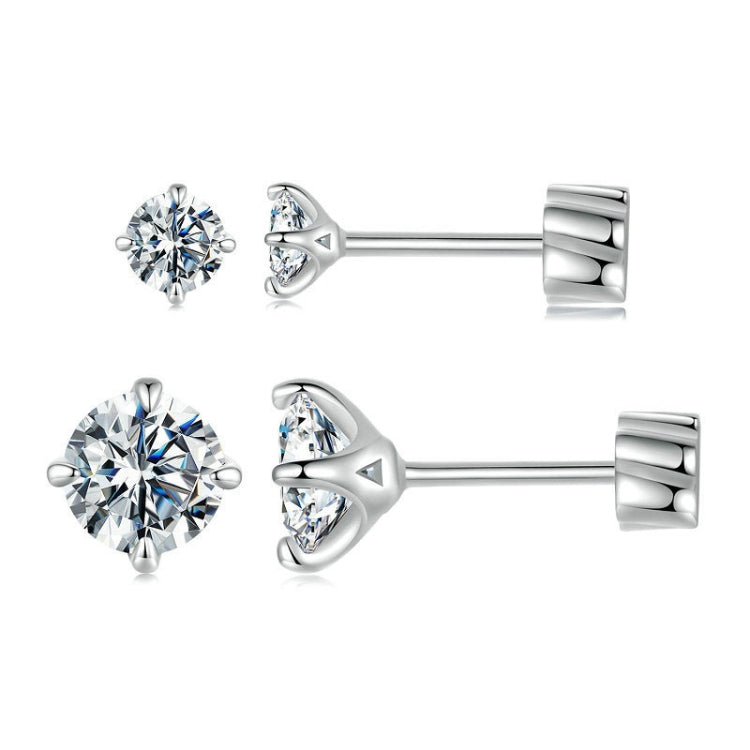 MSE062 S925 Sterling Silver Plated With Platinum Four-Claw Shining Moissanite Earrings, Size: S - Stud Earrings & Earrings by PMC Jewellery | Online Shopping South Africa | PMC Jewellery | Buy Now Pay Later Mobicred