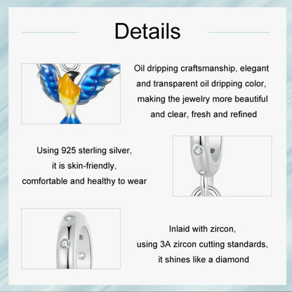 S925 Sterling Silver DIY Blue Bird Pendant(SCC2821) - Jewelry Accessories by PMC Jewellery | Online Shopping South Africa | PMC Jewellery | Buy Now Pay Later Mobicred