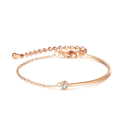 OPK 1288 Simple Zirconia Stainless Steel Bracelet, Color: Rose Gold - Bracelets by OPK | Online Shopping South Africa | PMC Jewellery | Buy Now Pay Later Mobicred