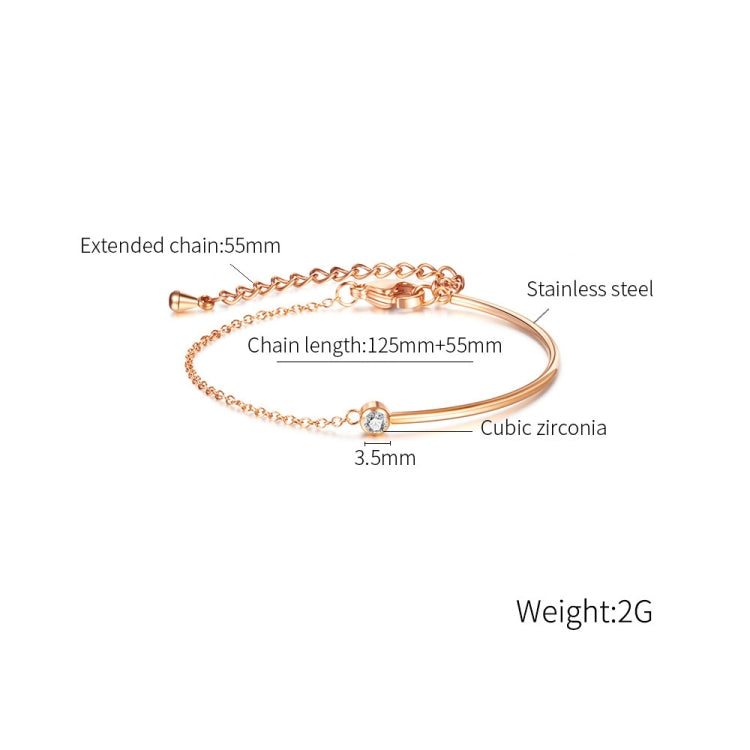 OPK 1288 Simple Zirconia Stainless Steel Bracelet, Color: Rose Gold - Bracelets by OPK | Online Shopping South Africa | PMC Jewellery | Buy Now Pay Later Mobicred