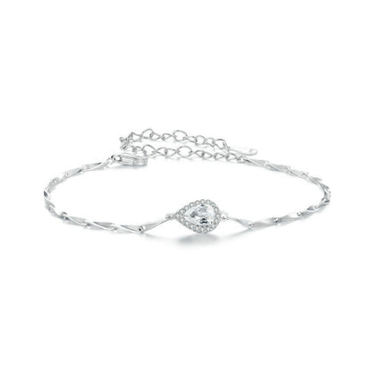 S925 Sterling Silver Platinum-Plated Teardrop-Shaped Zircon Bracelet(BSB185) - Bracelets by PMC Jewellery | Online Shopping South Africa | PMC Jewellery | Buy Now Pay Later Mobicred