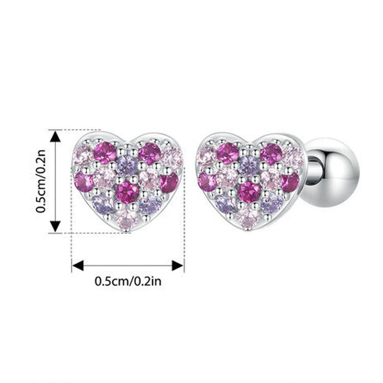 S925 Sterling Silver Plated With Platinum Color-Blocked Zircon Heart-Shaped Earrings(BSE1044) - Stud Earrings & Earrings by PMC Jewellery | Online Shopping South Africa | PMC Jewellery | Buy Now Pay Later Mobicred