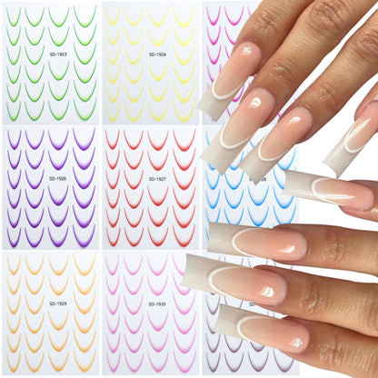 SD-1923 Line Nail Art Stickers Self-Adhesive Gradient Color French Manicure Stickers DIY Nail Tips Decals - Nail Stickers by PMC Jewellery | Online Shopping South Africa | PMC Jewellery | Buy Now Pay Later Mobicred